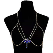 LIMITED EDITION -  Personality Exaggerated Sexy Beach Blue Brick cross Chest Chain Women Body Chain Jewelry Beachwear Jewellery www.shbang.co