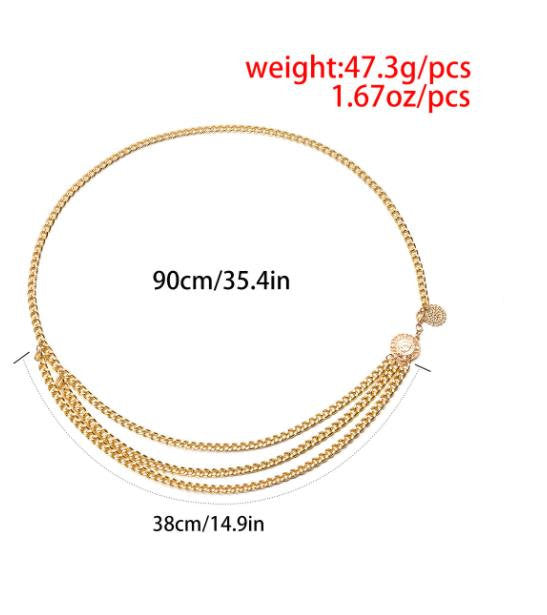 Metallic Waist Chain - Stylish Chain Belt - Chain For Dress - Fashion Body Waist Chain - Belt For Women - Women Accessories www.shbang.co