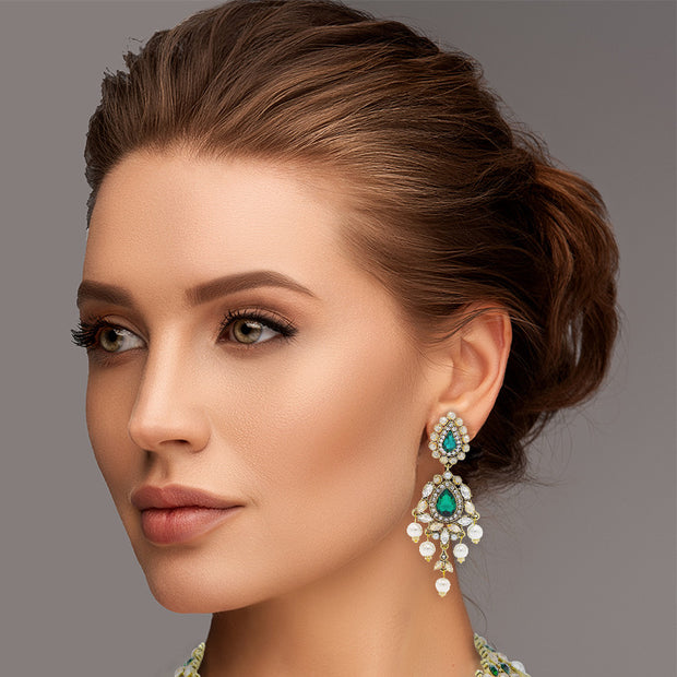Hana Necklace & Earring Set Green V3