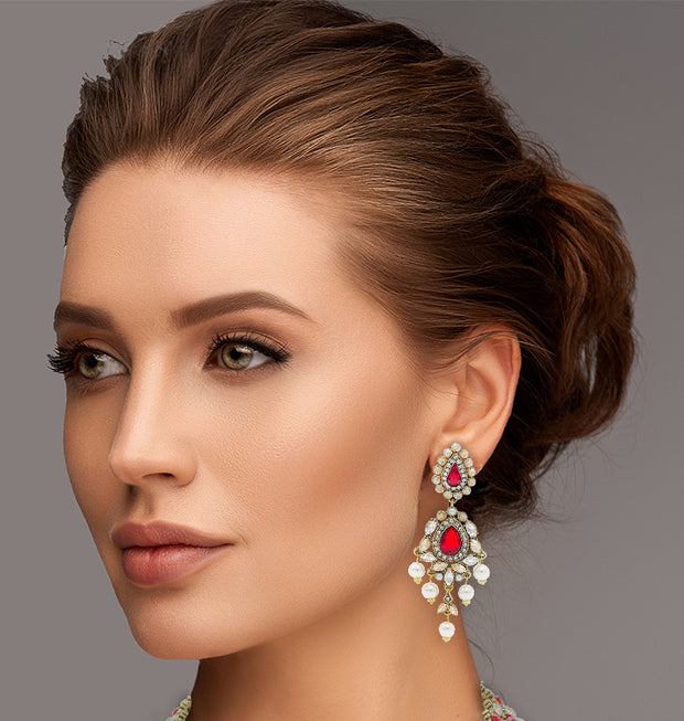 Hana Necklace & Earring Set Red V1