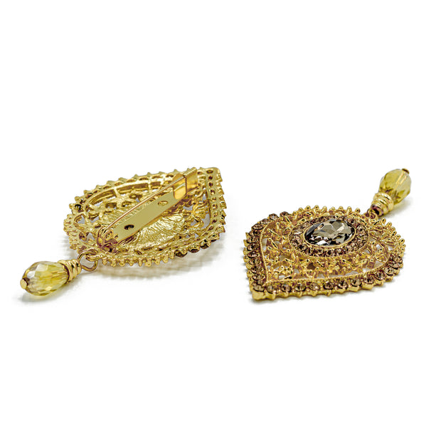 Light Gold Brooch With Gold Stones
