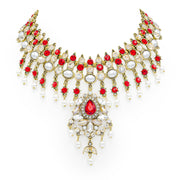 Hana Necklace & Earring Set Red V1