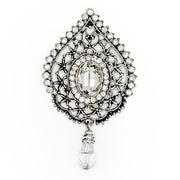 Antique Silver Brooch with Clear Stones