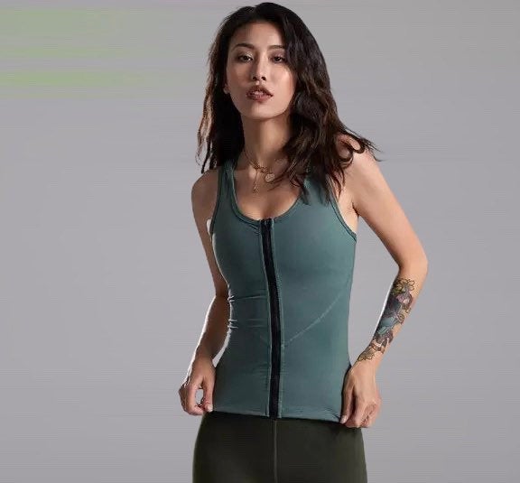 Buy Online Premium Quality and Stylish Premium Sleeveless Zip Up Hoodie for Women, Activewear for Women, Racer back Tank Top with hoodie, Sports Wear for Women, Bodyfit Tank Top - ShBang.co