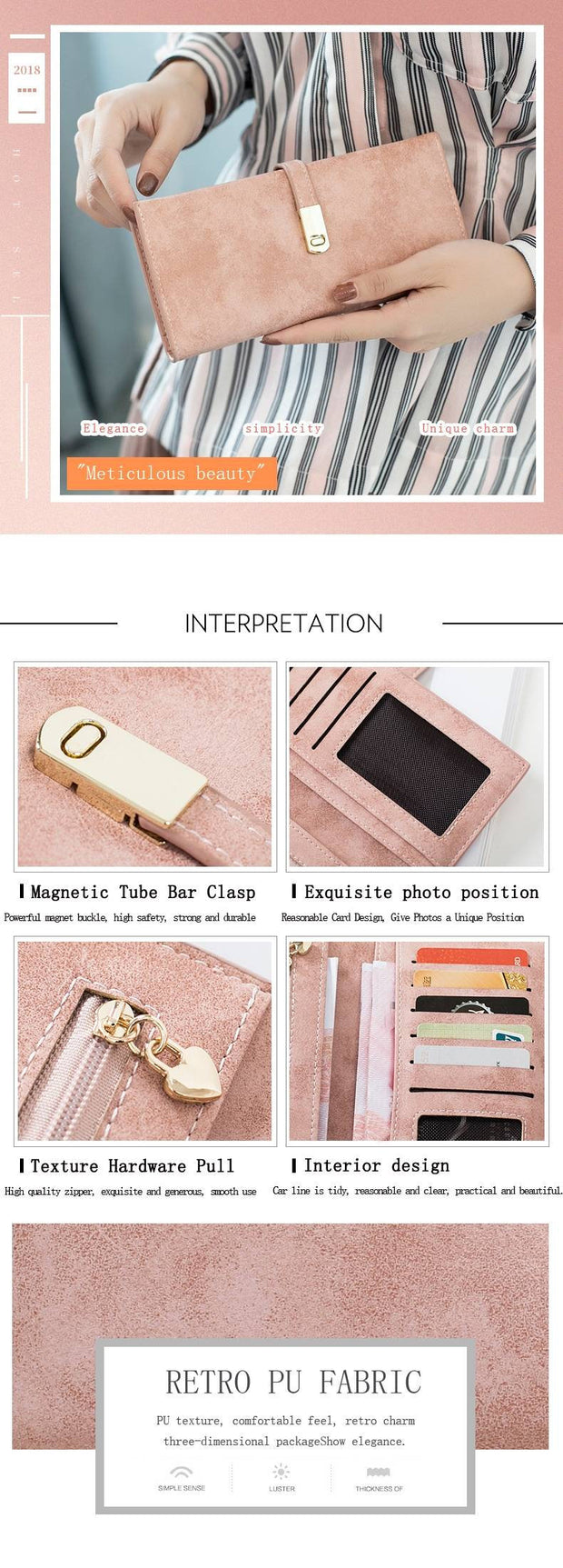 Buy Online Premium Quality and Stylish PU Fabric Thin Women Wallet, Leather Women Purse, Daily Carry Wallet, High-End Wallet, Gift for her, Coin Purse - ShBang.co