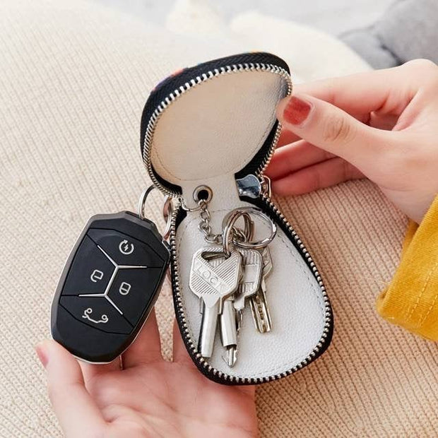 Buy Online Premium Quality and Stylish Leather Key holder Wallet with zipper, Leather Key Chain, Printed Key Chain and Key Holder, Premium Quality Key Holder, Gift for her and Him - ShBang.co