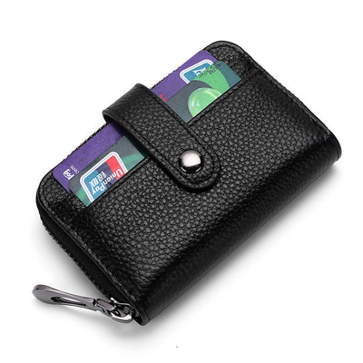 Buy Online Premium Quality and Stylish Genuine Black Leather Wallet with Zipper Buckle, RFID Shielding, Black Everyday Wallet, High-End Wallet, Valentines Gift, Gift for her - ShBang.co