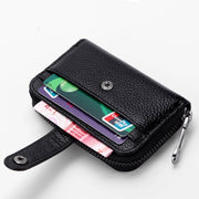 Buy Online Premium Quality and Stylish Genuine Black Leather Wallet with Zipper Buckle, RFID Shielding, Black Everyday Wallet, High-End Wallet, Valentines Gift, Gift for her - ShBang.co