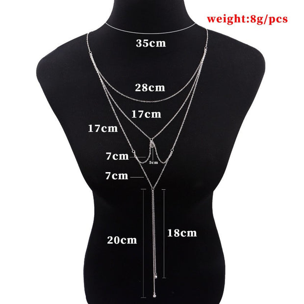 Buy Online Premium Quality and Stylish Sexy Diamond Cross Back Body Chain, Crystal Long Back Harness Chain, Gold Body Chain, Gold Fashion Jewellery, Designer Jewelry - ShBang.co