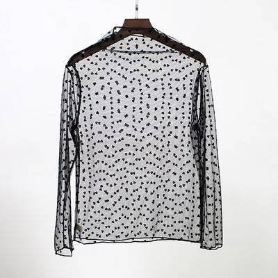 Buy Online Premium Quality and Stylish New Release Women Mesh Lace Transparent Shirt Blouse Long Sleeves Sexy Blouses Tops Female Hallow out Pullover Shirt - ShBang.co