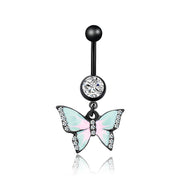 Buy Online Premium Quality and Stylish Sexy Body Jewelry 316L Medical Steel Crystal Butterfly Navel Piercing Enamel Butterfly Belly Button Rings Dangle - ShBang.co