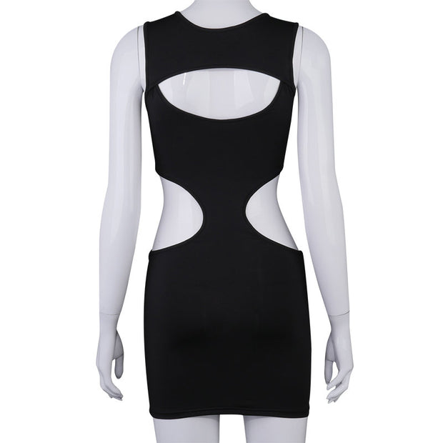 Buy Online Premium Quality and Stylish New Premium - Solid colour Hollow Dress Fashion Sexy  Multi Hollow Sleeveless Dress designer fashion mini dress - ShBang.co