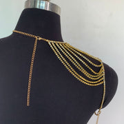 Flash Diamond Rhinestone Collarbone Chain - Bridal wedding accessory necklace multi-layer neck chain - Body Jewellery - Crystal  Neckless SHBANG.CO