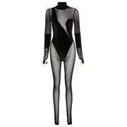Super Sexy Mesh Velvet Jumpsuit - Sexy Mesh Fabric Jumpsuit - Long Sleeves Catsuit - Long Sleeve Jumpsuit - Long-Lasting Useable Bodysuit WWW.SHBANG.CO.UK SHBANG LONDON