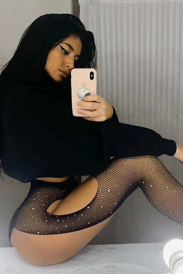 Sexy Ladies Rhinestone Fishnet Lingerie SHBANG Sexy Ladies Rhinestone Fishnet Lingerie SHBANG