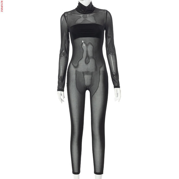 Women's Sexy Mesh See Through Jumpsuit
