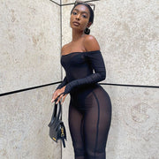 Sexy Mesh See Through Winter Fall Jumpsuits