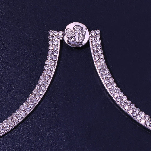 Coin Chest Bracket Crystal Bra Chain