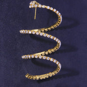 Rhinestone Snake-Shaped Circle Earrings