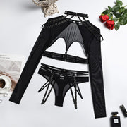 Women's Sexy Black Thongs Lingerie Set