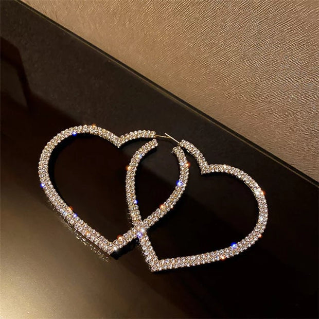 Luxury Rhinestone Hoop Heart Earrings for Women