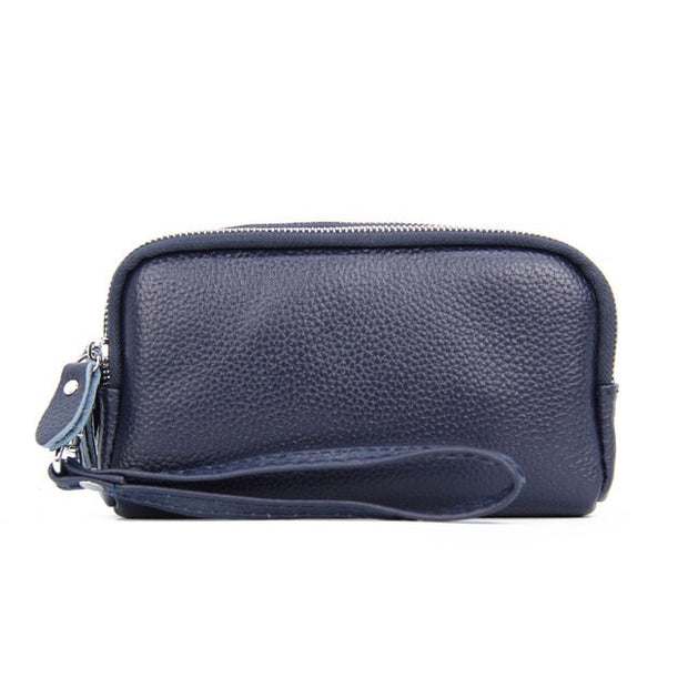Buy Online Premium Quality and Stylish NIGEDU Long Women Wallet Genuine Leather 3 layers Zipper Wristlet Bag Big Capacity Lady Clutch Coin Purse Mobile phone bag black - ShBang.co