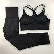 Buy Online Premium Quality and Stylish Gym Leggings Padded Push-up Strappy Sports Bra 2 Pcs Sports Suits - ShBang.co
